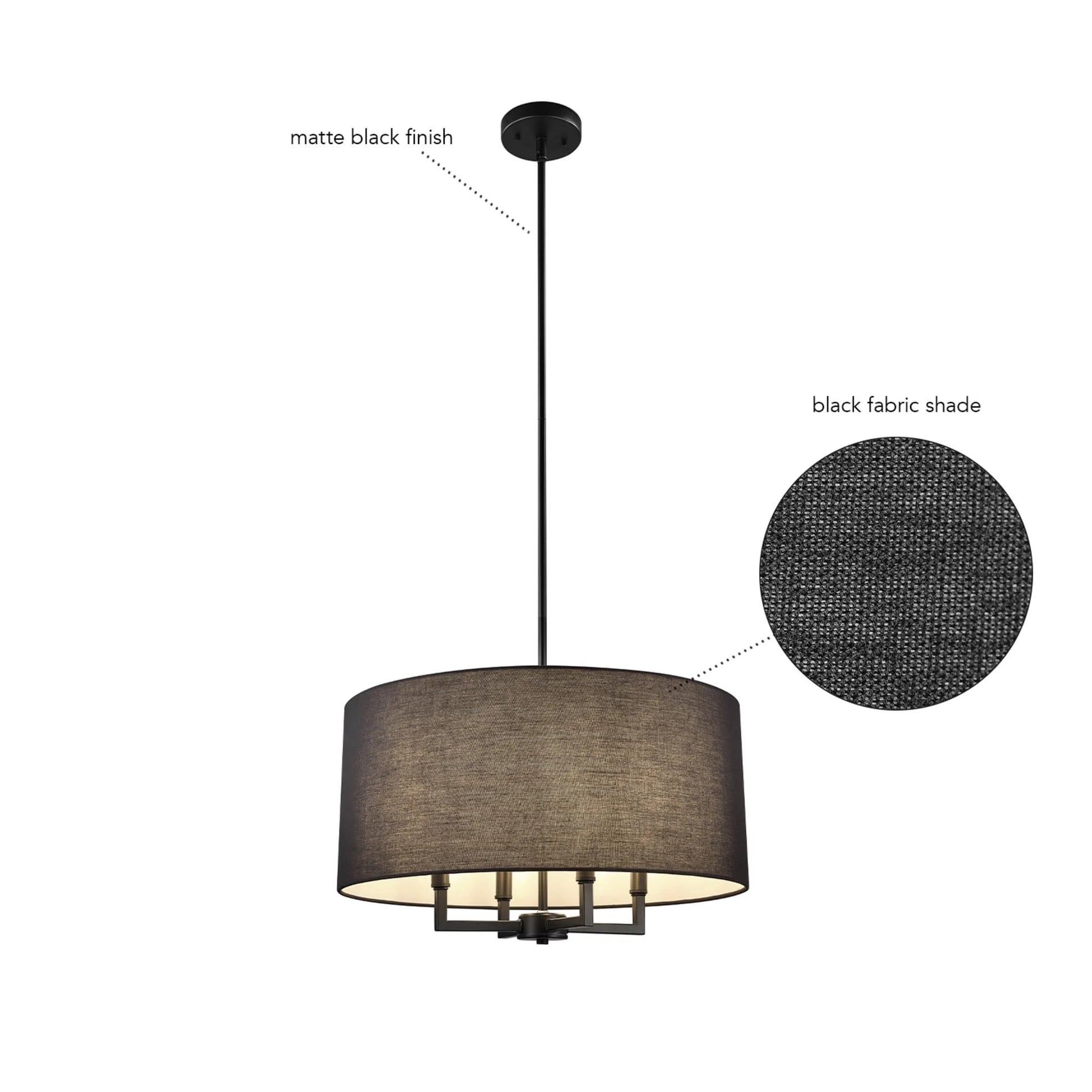 Globe Electric 60340 Emery 4 Light 20" Wide Drum Pendant - Black