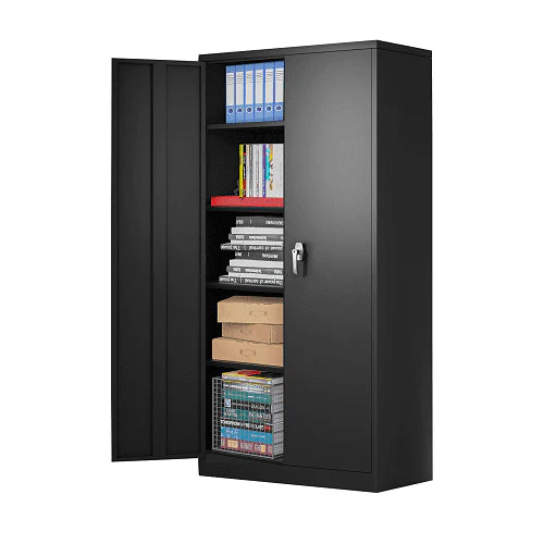 Supeer Black Metal Storage Cabinet, 72" Locking Steel Storage Cabinet with Shelves, Tall Metal Garage Cabinet Lockable Cabinets for Home Office