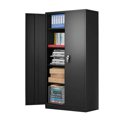 Supeer Black Metal Storage Cabinet, 72" Locking Steel Storage Cabinet with Shelves, Tall Metal Garage Cabinet Lockable Cabinets for Home Office