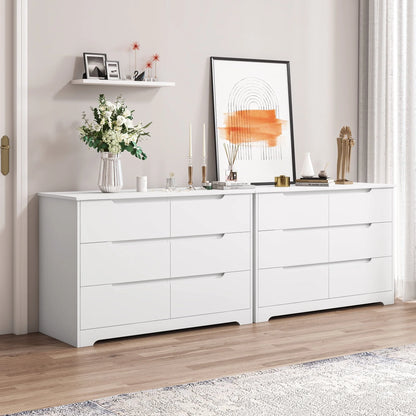 Homfa 6 Drawer White Dresser for Bedroom, Modern Chest of Drawers Wood Storage Cabinet for Living Room Nursery Kitchen Office