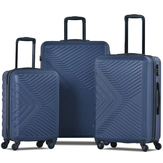 3 Piece Navy Luggage Travel Set, 20" 24" 28" Carry on Luggage with Spinner Wheels, Lightweight Hard Case Luggage Travel Suitcase Christmas Gifts for Business Trip Holiday Travel Cruise
