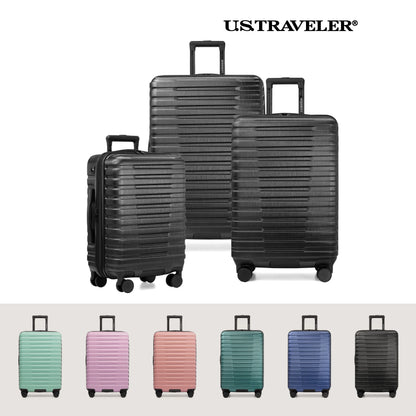 U.S. Traveler Boren Hardside Rugged Spinner Luggage, Black, 26" Checked Medium