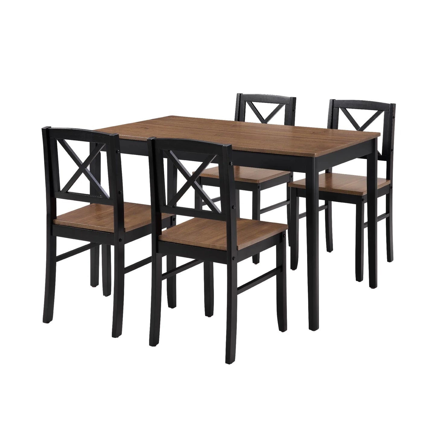 MAYEERTY Eco-Friendly Solid Wood Dining Set Sustainable Dining Table with Black Metal Accents for Home & Restaurant,Light Brown