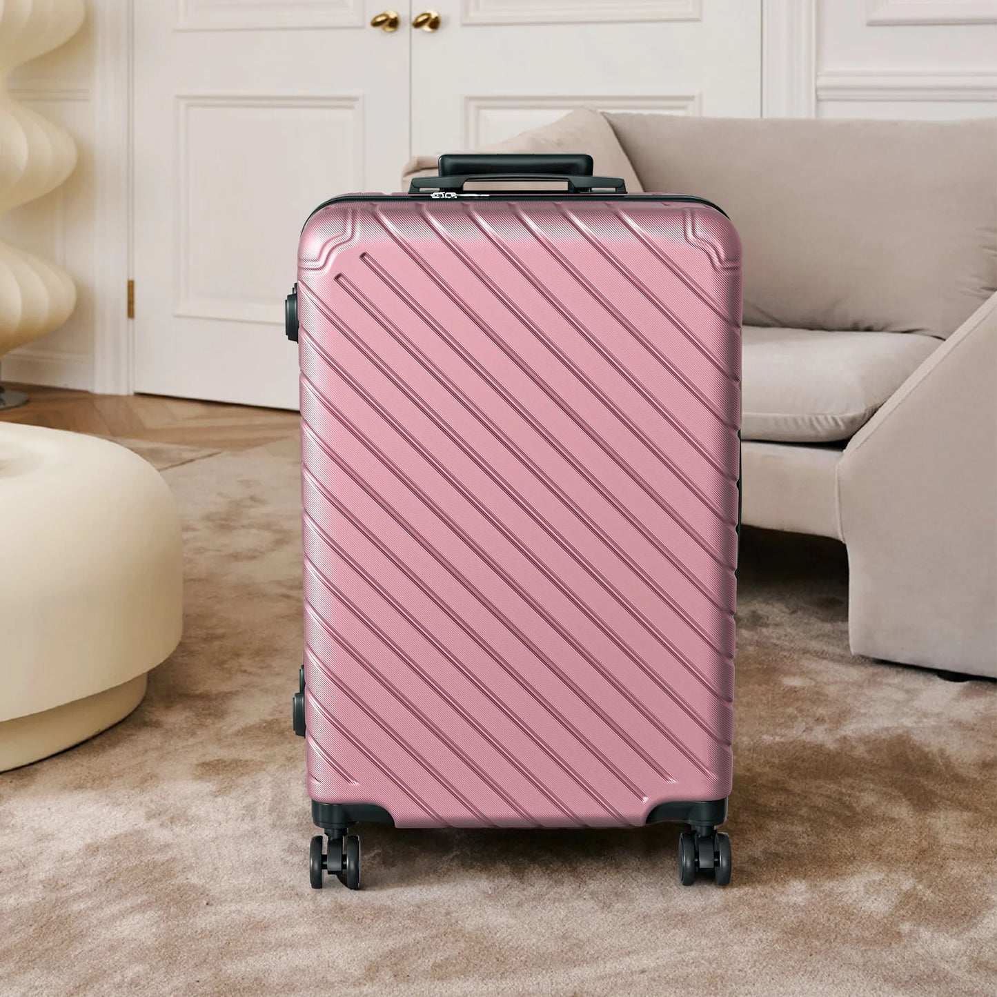Apelila 4 Piece Luggage Sets Waterproof Durable Ultra-Light Hardside Spinner Suitcase Set Extra Large Capacity with 360° Silent Wheels 3-Level Handles Lightweight Travel Luggage Free Covers & Hangers