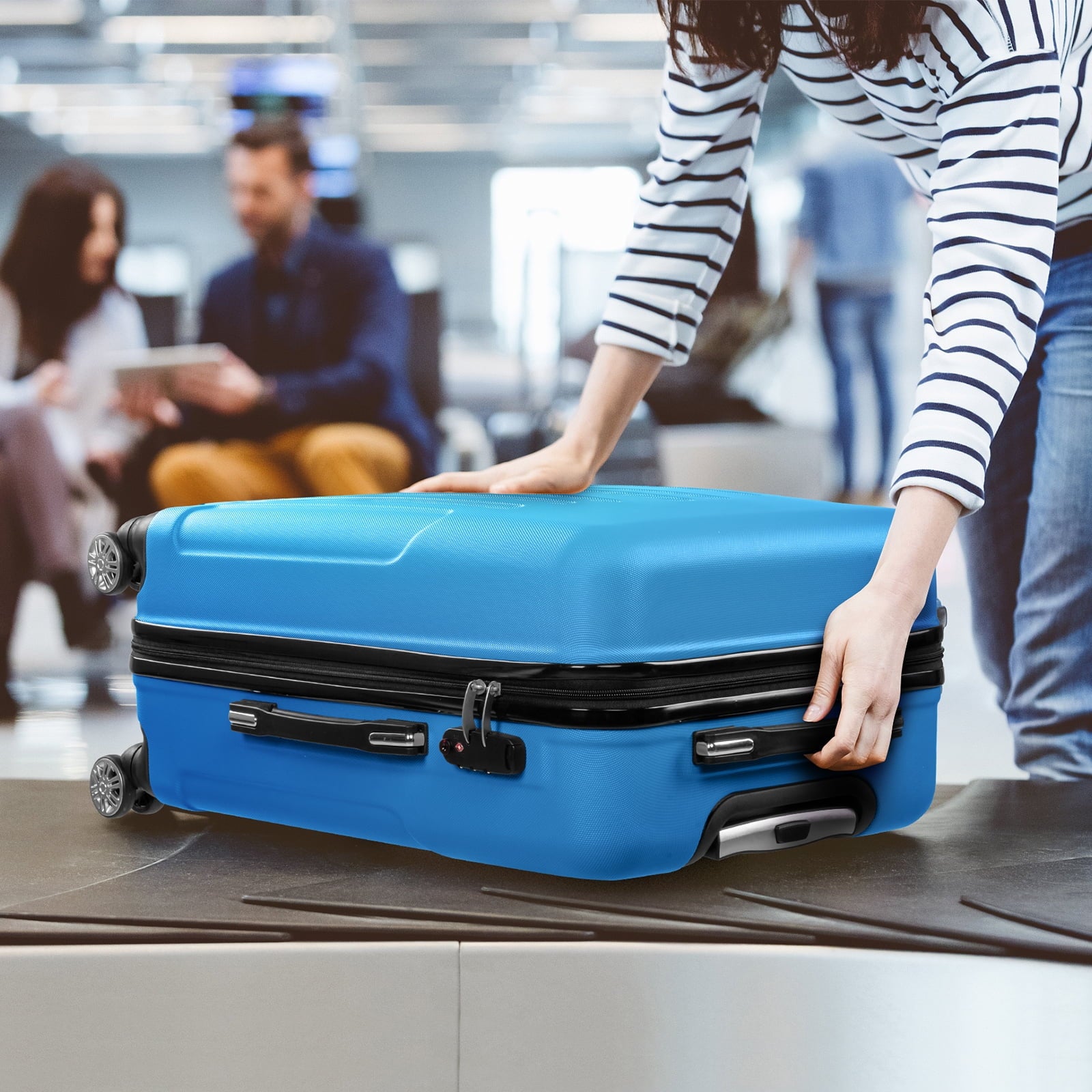 Zimtown 3 Piece Nested Spinner Suitcase Luggage Set With TSA Lock Royal Blue