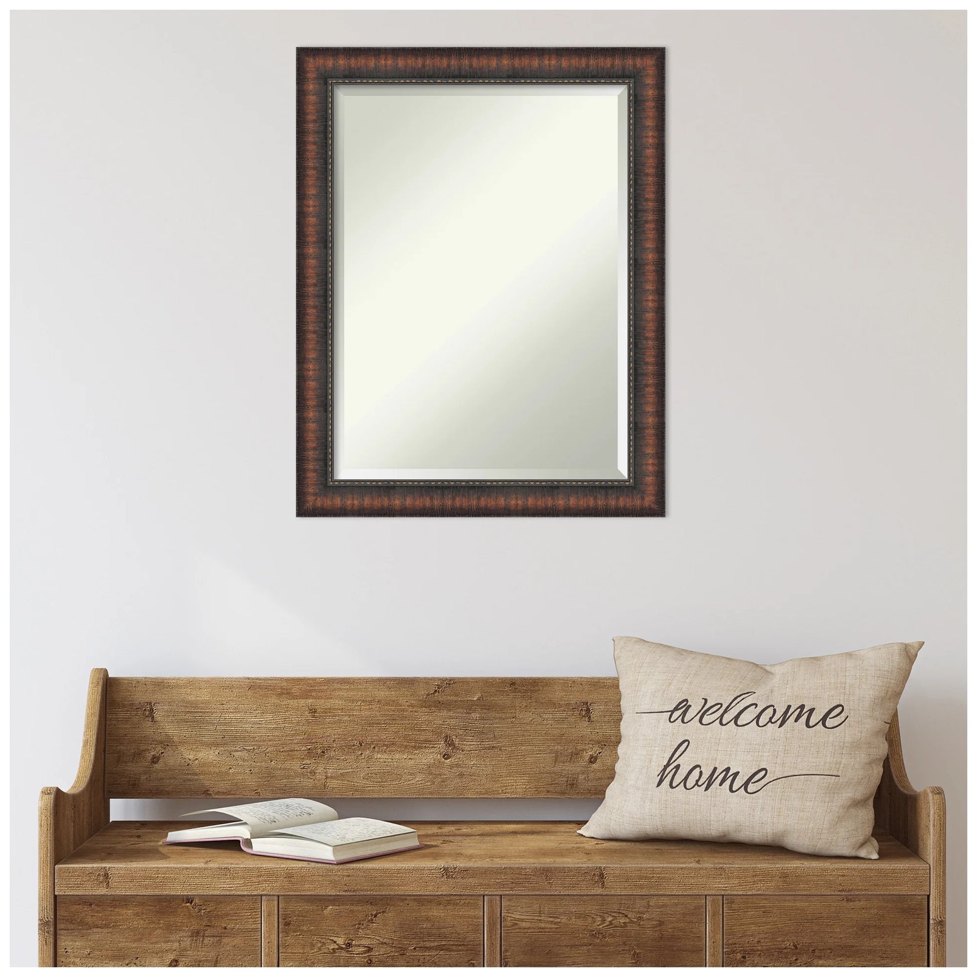 Amanti Art Caleb Brown Beveled Bathroom Wall Mirror
