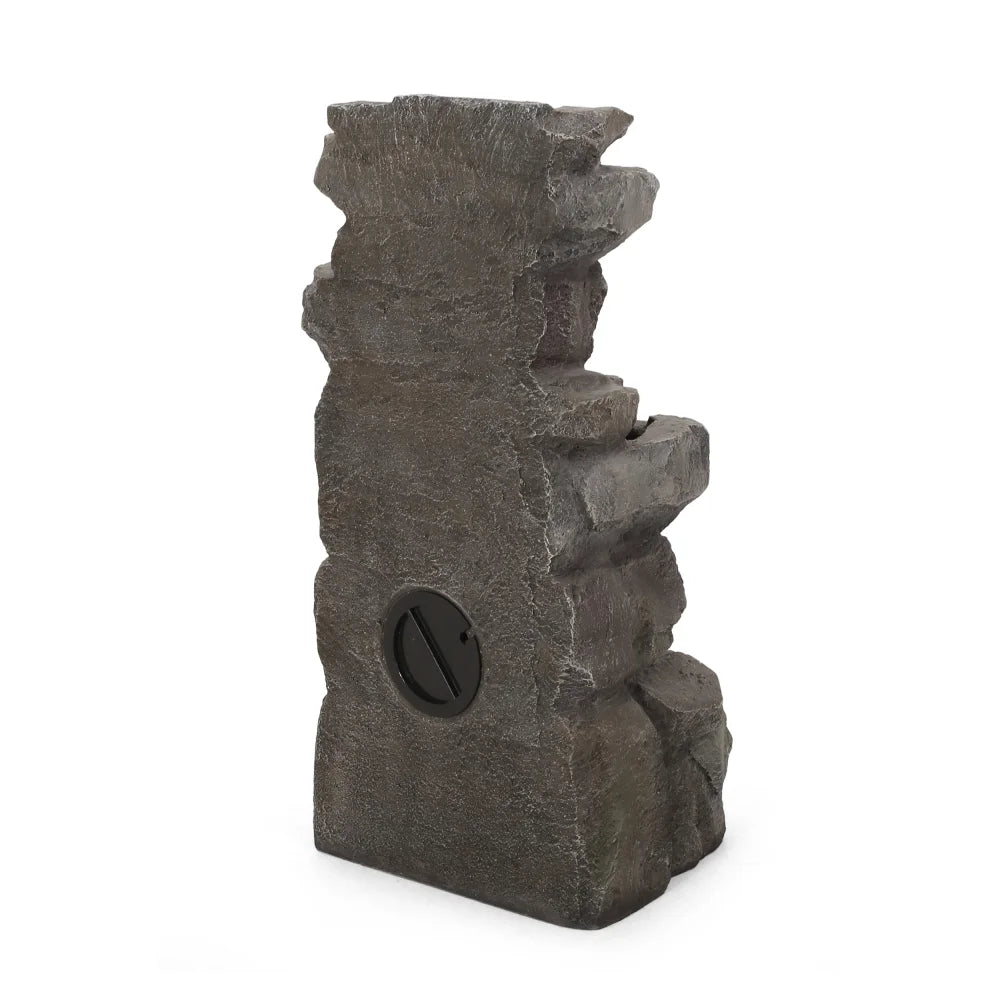 Holaki 23.5" H Outdoor Fountain,4-Tire Waterfall Flow Floor Fountain with LED Light for Patio,Gadern,Backyard,Art Home Decoration,Light Brown