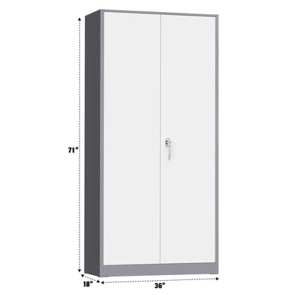 SUNCROWN Garage Storage Cabinets with Doors and Shelves, New Grey Steel Tool Locking Cabinet, Metal Storage Cabinet for Home Office, Warehouse, School