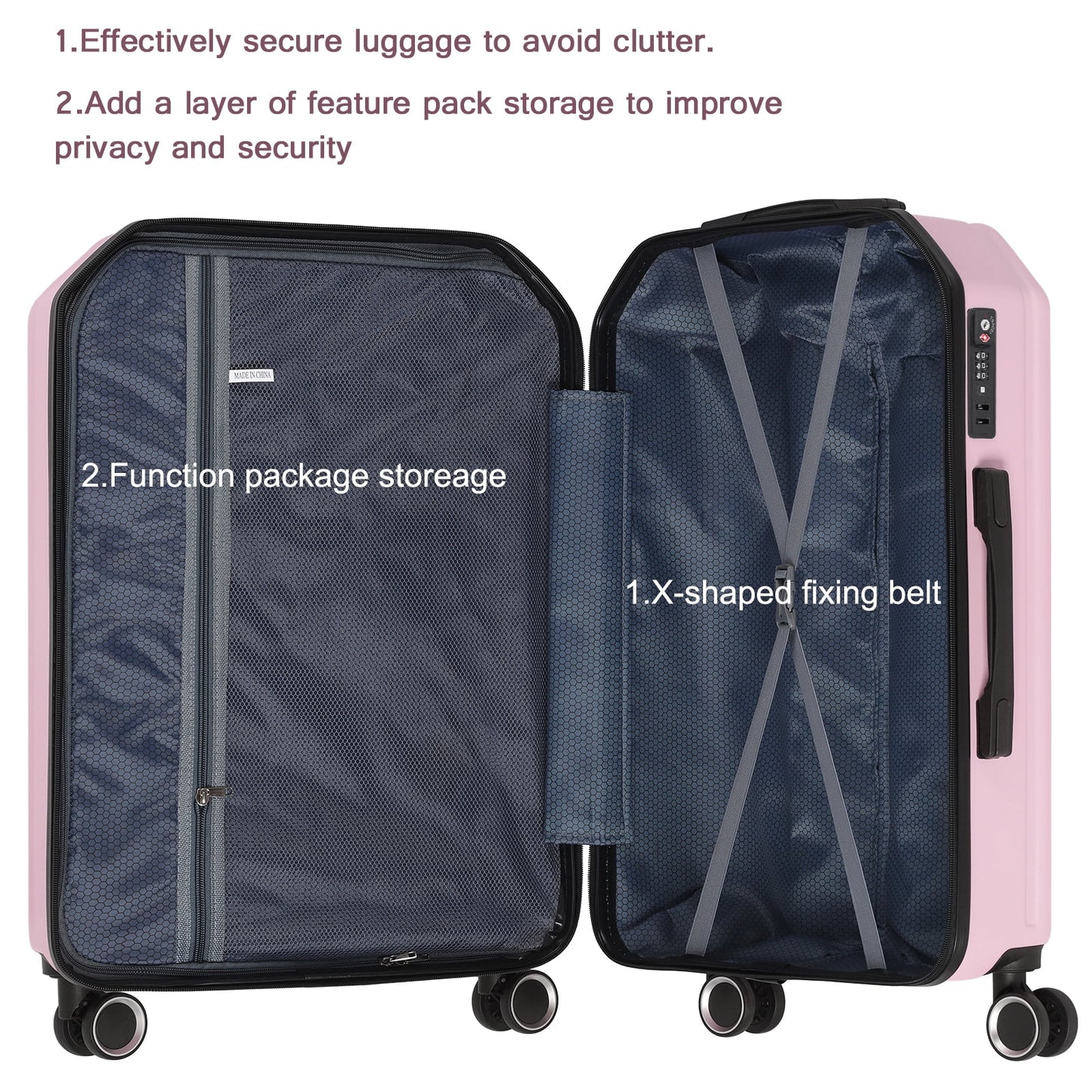 Luggage 3-Pieces Set ABS Durable Suitcase Beige 20"24"28"