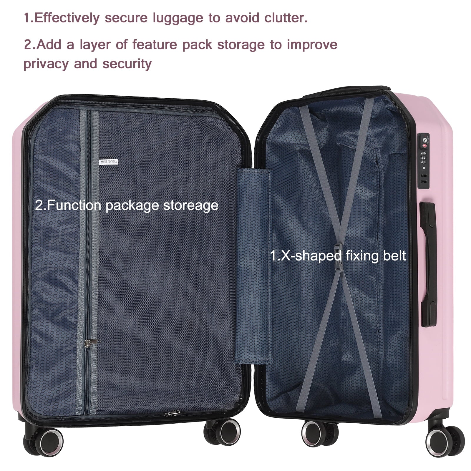Luggage 3-Pieces Set ABS Durable Suitcase Beige 20"24"28"