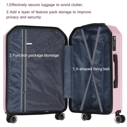 Luggage 3-Pieces Set ABS Durable Suitcase Beige 20"24"28"