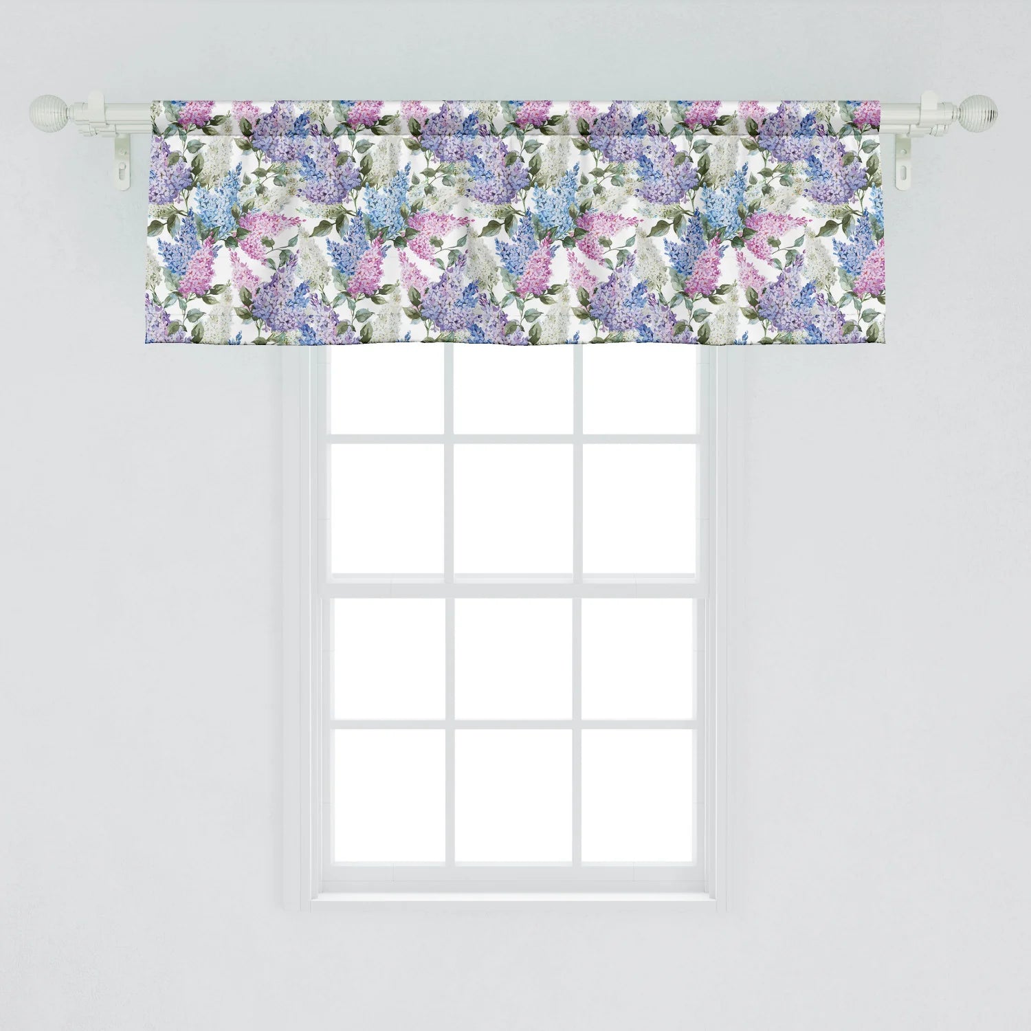 Lilac Window Valance Pack of 2, Colorful Lilac Flowers Budding Efflorescence Season Soulful Spring in the Country, Rod Pocket Curtain Valances Kitchen Bedroom, 2 Sizes, Multicolor, by Ambesonne