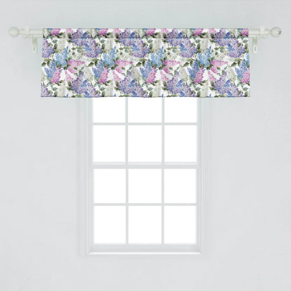 Lilac Window Valance Pack of 2, Colorful Lilac Flowers Budding Efflorescence Season Soulful Spring in the Country, Rod Pocket Curtain Valances Kitchen Bedroom, 2 Sizes, Multicolor, by Ambesonne