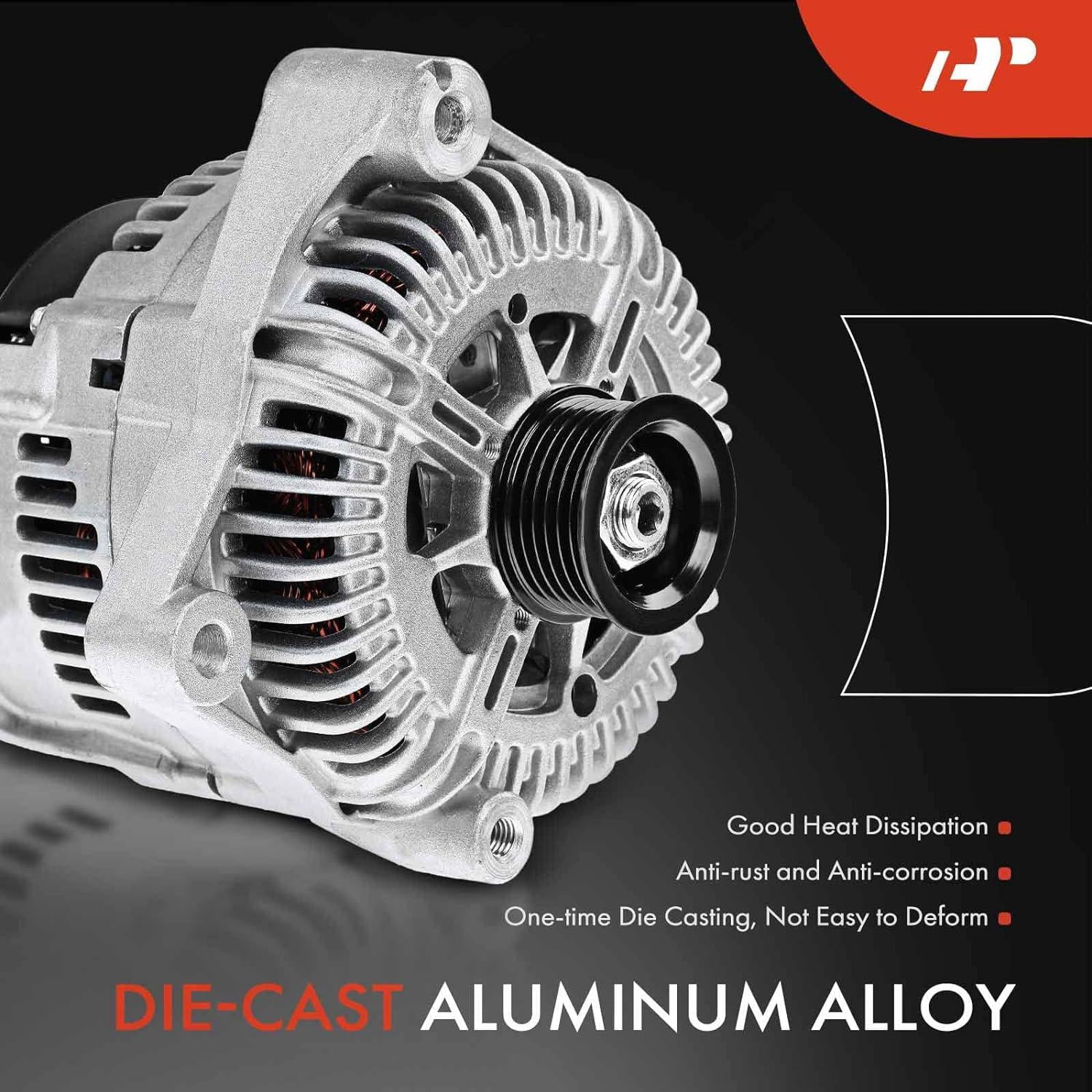 A-Premium Alternator Compatible with BMW E53 E70 X5 2004-2006, E60 545i 2004-2005, E63 650i 2007-2010, E65 745i, 745Li, 750i, Alpina B7, 4.4L 4.8L, 12V 180Amp Clockwise 6-Groove Pulley