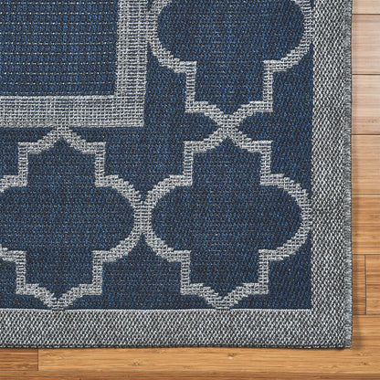 Laguna Indoor/Outdoor Area Rug, Simeon Navy Gray, 5’3 x 7’