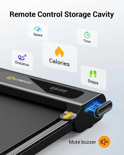 UREVO Under Desks Treadmill Walking Pad, Mini Treadmill 2.25HP 265 lb Capacity with Remote Control for Home Office