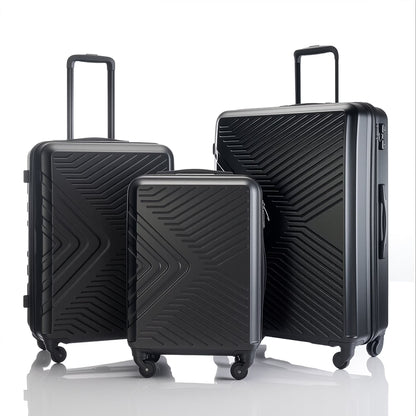 Travelhouse 3 Piece Hardshell Luggage Set Hardside Lightweight Suitcase with TSA Lock Spinner Wheels 20in24in28in.(Black)