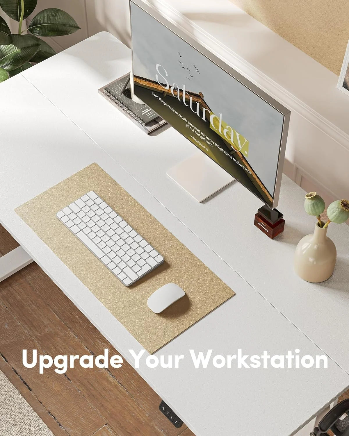 FEZIBO Electric Standing Desk, Height Adjustable Stand up Desk, 40 x 24 Inches Sit Stand Home Office Desk, Computer Desk, White