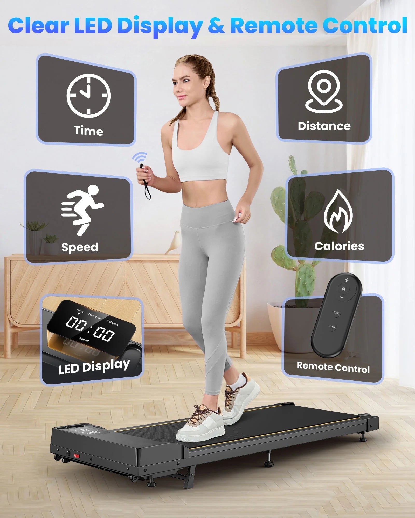 Walking Pad with Incline,Patbrela 2.5 HP Under Desk Treadmill Small with LED Display &Remote Control,4 in 1 Incline Walking Pad 300 Lbs Portable Treadmill for Home Office
