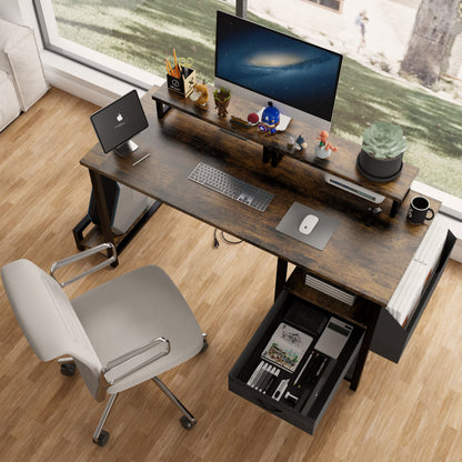 New 47.3" Computer Desk with Power Outlets, Small Home Office Desk with 3 drawers,Side Pocket, Gaming Desk, Modern Study Desk, Laptop Desk, White