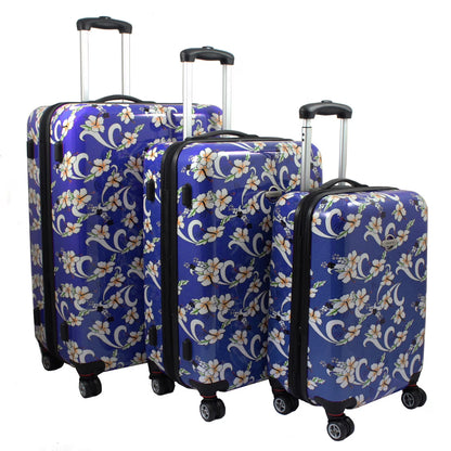 ecWorld Enterprises, Inc. Sky Blue Tropical Flower 3-piece Lightweight Expandable Hardside Spinner Luggage Set