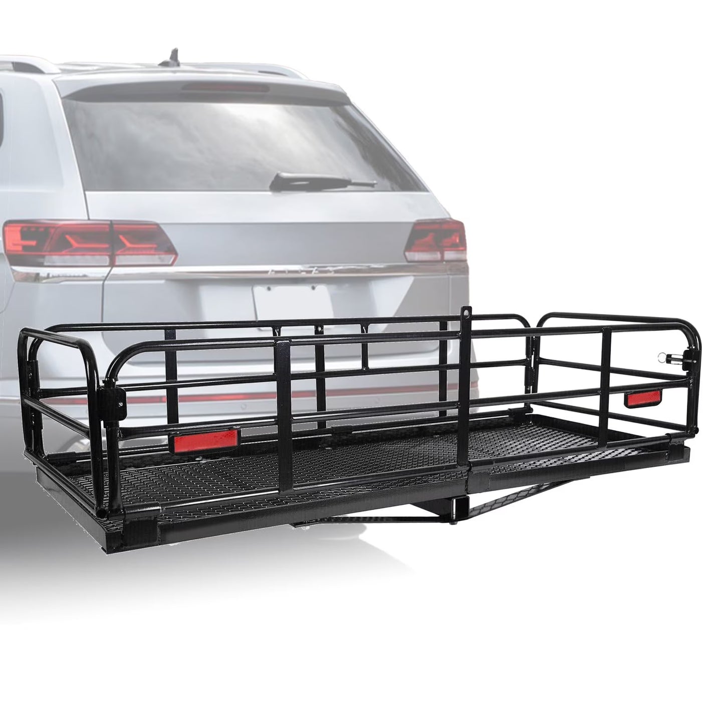 Kojem 500 Lbs Hitch Mount Cargo Carrier 60" x 24" x 14" Folding Cargo Rack Rear Luggage Basket Fits 2" Receiver for Car SUV Camping Traveling