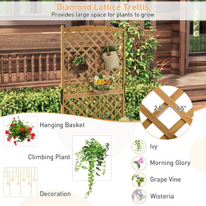 Topcobe Planter Raised Bed with Trellis for Plant Flower Climbing, Tier Plant Stand, Outdoor Garden Potting Bench for Patio Porch Garden, Orange