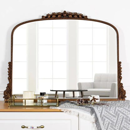 Shyfoy Large Arch Wall Mirror Ornate Mirror for Living Room Decor Anqitue Gold Decorative Mirrors for Wall 36" x 23"