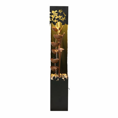 Hi-Line Gift Ltd. Black LED Fountain with Hollowed Flower & Bowl Design - Outdoor