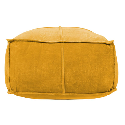 Creative Co-Op Square Cotton Velvet Pouf Seat, Goldenrod Yellow