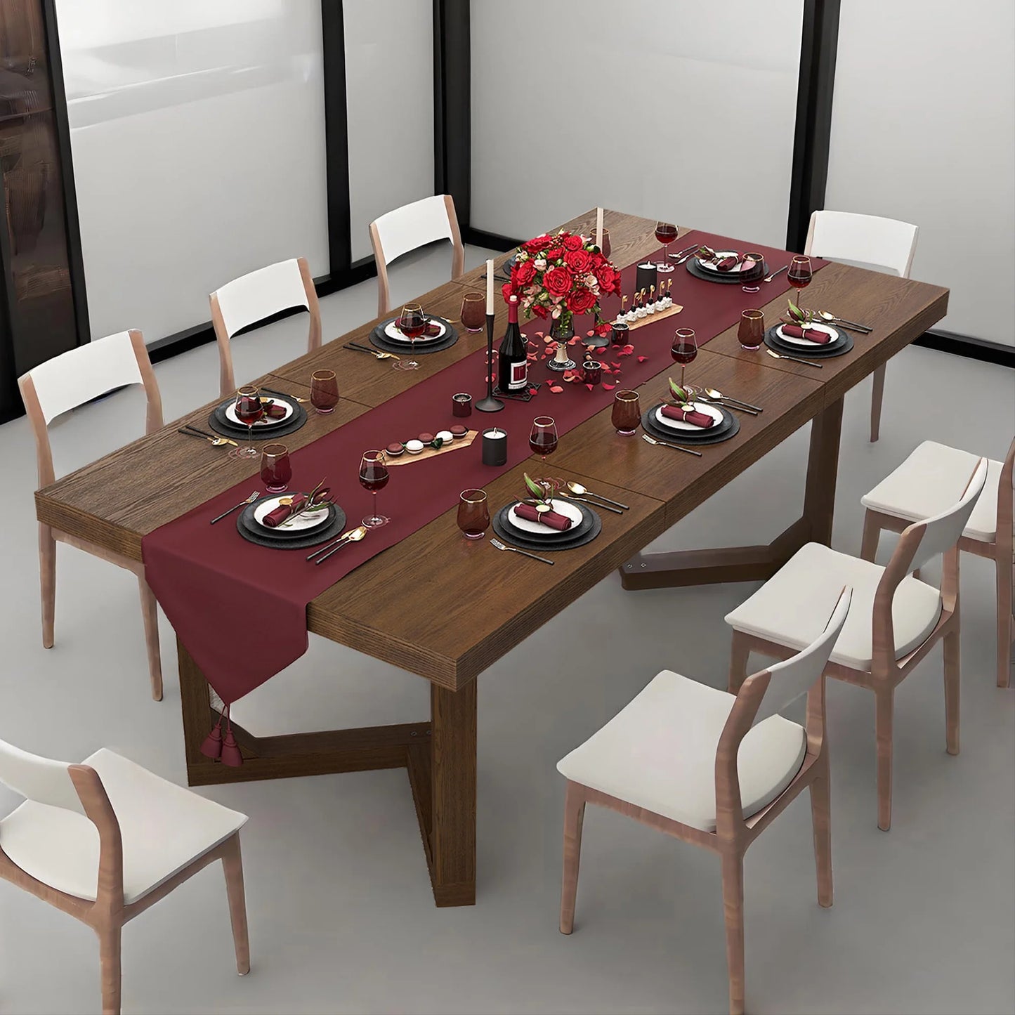 70 Inch Solid Wood Dining Table for 6-8 People, Modern Farmhouse Kitchen Table Rectangular Table for Dining Room, Home Office, Living Room