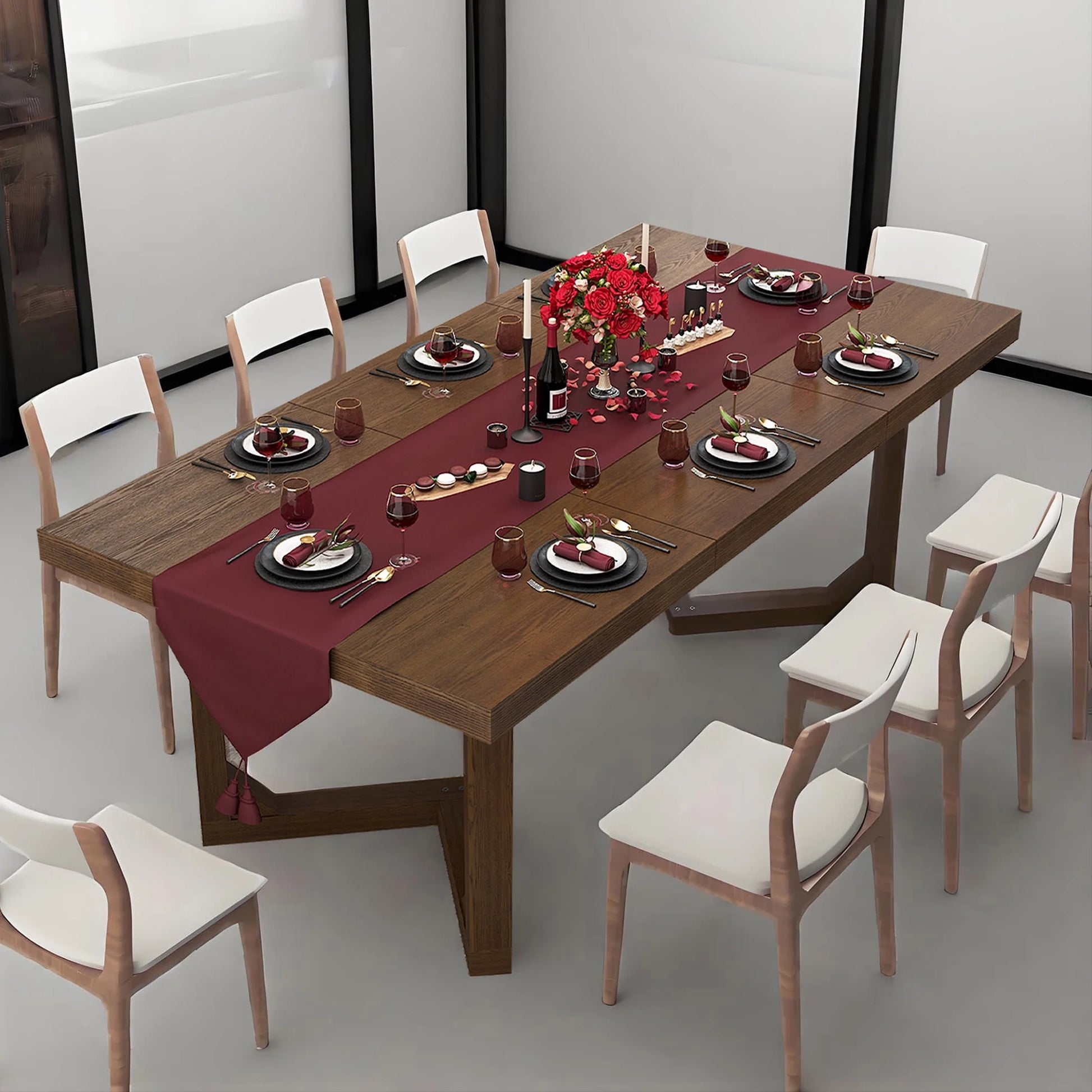 70 Inch Solid Wood Dining Table for 6-8 People, Modern Farmhouse Kitchen Table Rectangular Table for Dining Room, Home Office, Living Room