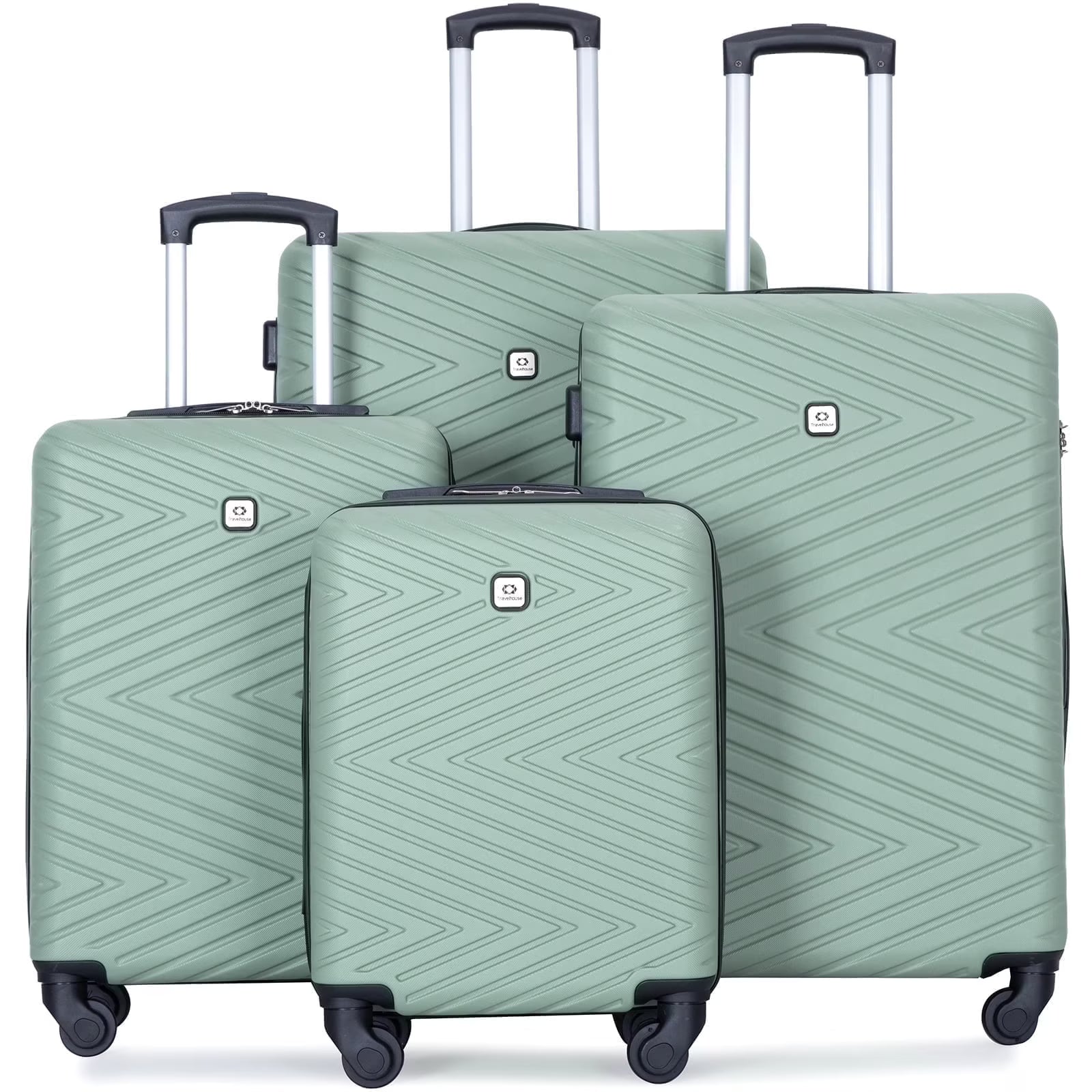 Travelhouse 4 Piece Hardshell Luggage Set Hardside Lightweight Suitcase with TSA Lock Spinner Wheels.(Blue)