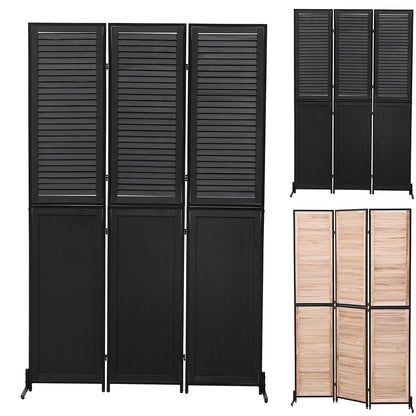 3 Panel Room Divider, Folding Privacy Screen, 5.9FT Heavy Duty Partition Wall Dividers Room Separator with Metal Frame, Freestanding Louvered Divider Screen for Home Office Restaurant Bedroom