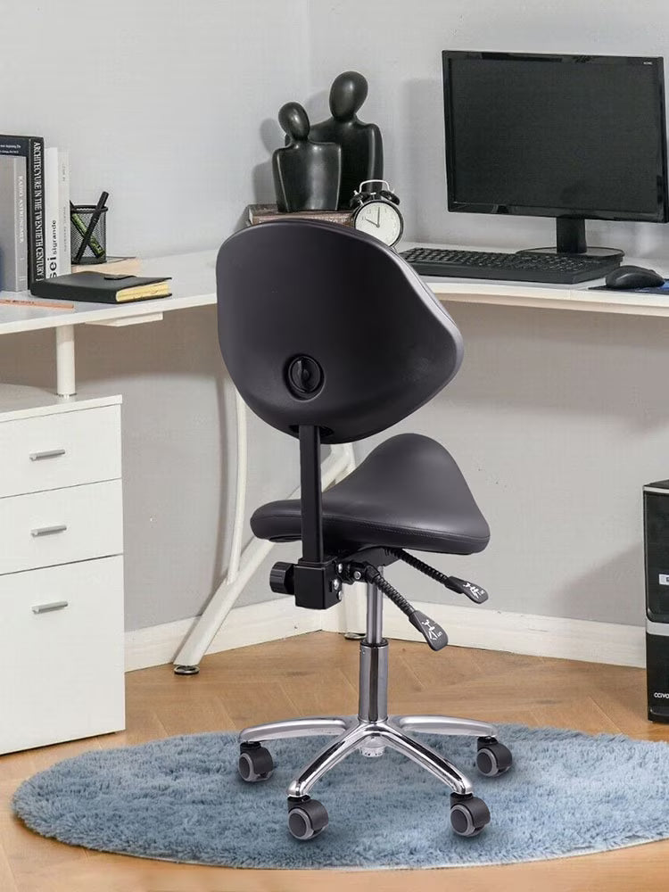 Ergonomic Swivel Saddle Chair with Footrest, Adjustable Rolling Stool for Home Offices, Kitchen Workspaces, and Drafting Stations(White)