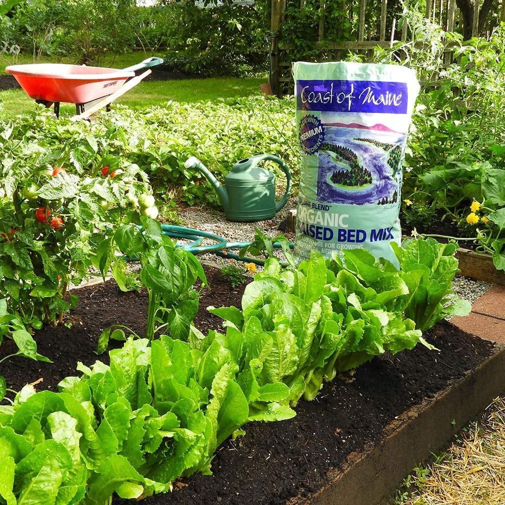 Coast of Maine Castine Blend Organic Raised Bed Soil Mix with All Natural Ingredients for Vegetables, Herbs, and Flowers, 1 Cubic Feet 4 Pack
