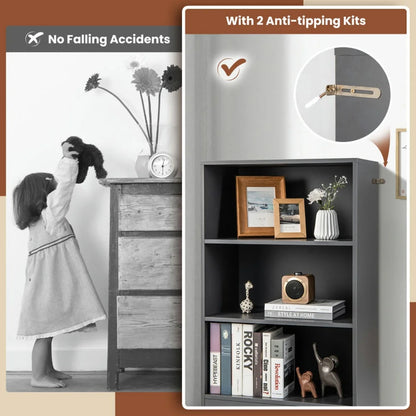 Spaco 48 Inch Tall 4 Tiers Wood Bookcase with Drawer-Gray, Tall Bookshelf, Shelves for Living Room, Home Office, Bedroom, Balcony