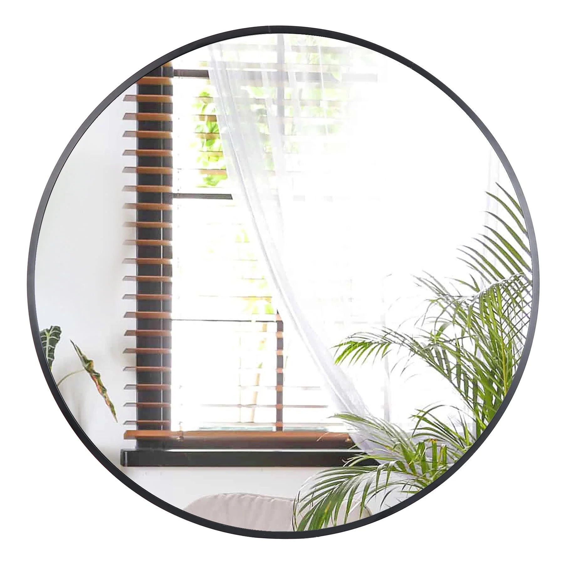 HomGarden 24'' Circle Wall Mirror, Modern Black Framed Round Vanity Mirror Home Décor