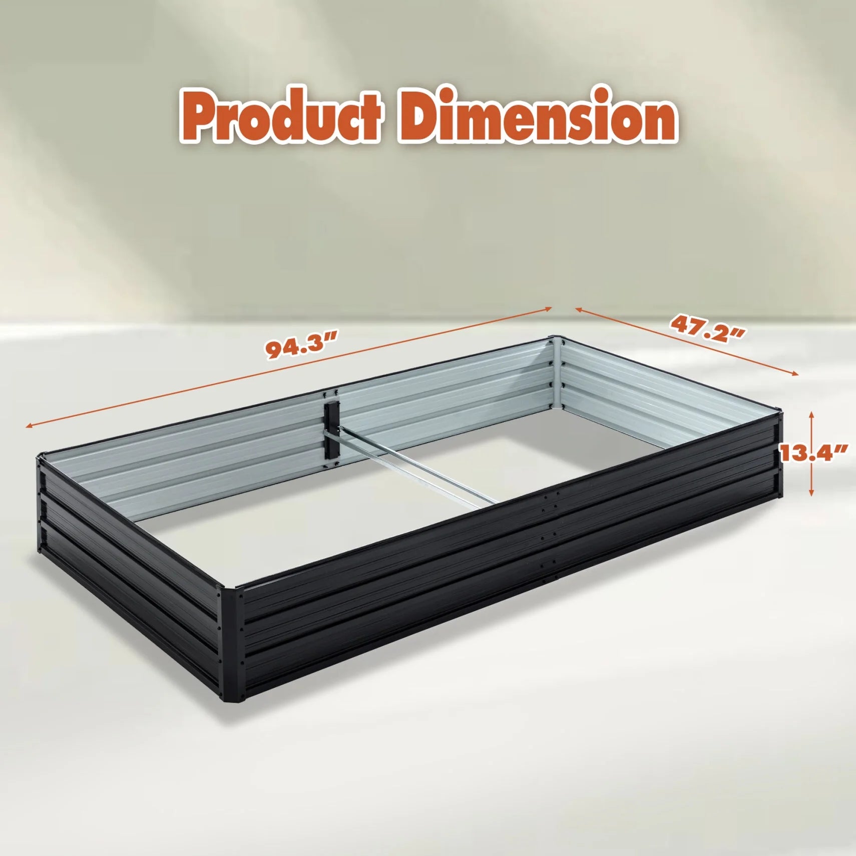 8X4x1 FT Galvanized Raised Garden Bed, Outdoor Planter Box Metal Patio Kit with Reinforcing Rod, Large Planting Bed for Vegetables Flowers Herb, Black