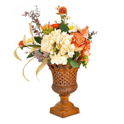 Sungmor Heavy Duty Cast Iron Urn Planter, Beautiful Hollow Trophy Design Tall Orchid Flower Pot, Large Decorative Plastic Flowers Plants Bouquets Vase, Rustic French Country Pot for Home or Garden