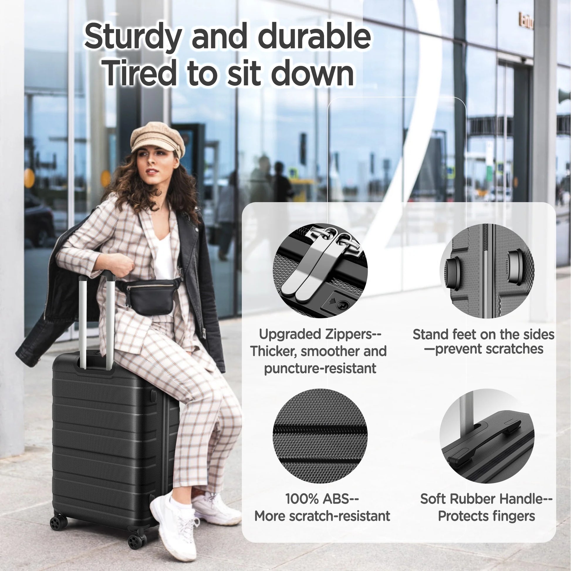 Famistar 11 Piece Hardside Luggage Suitcase Set with 360° Double Spinner Wheels TSA Style Lock, 14° Travel Case, 20" Carry-On Luggage, 24" Checked Luggage and 28" Checked Luggage, Black