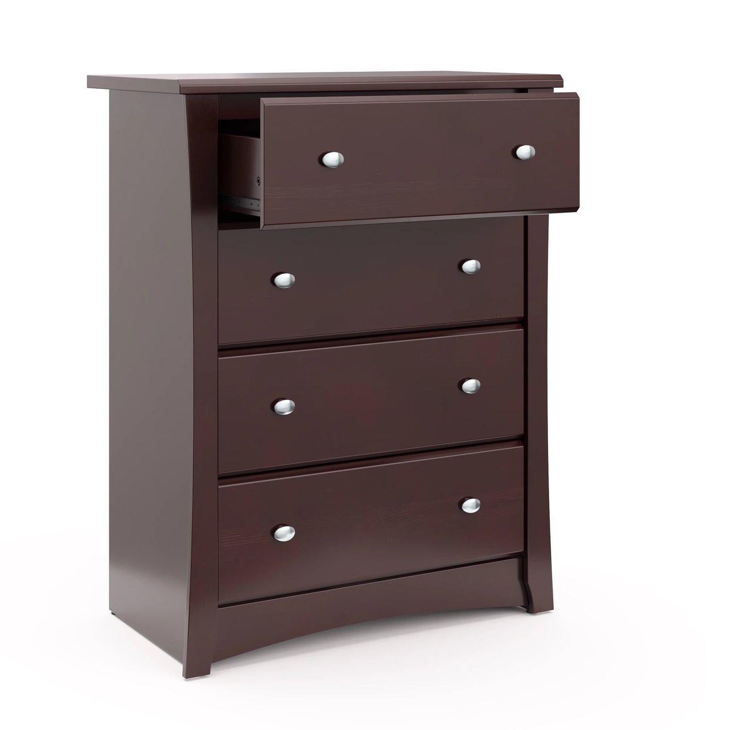 Storkcraft Crescent 4 Drawer Childrens Nursery Dresser, Espresso