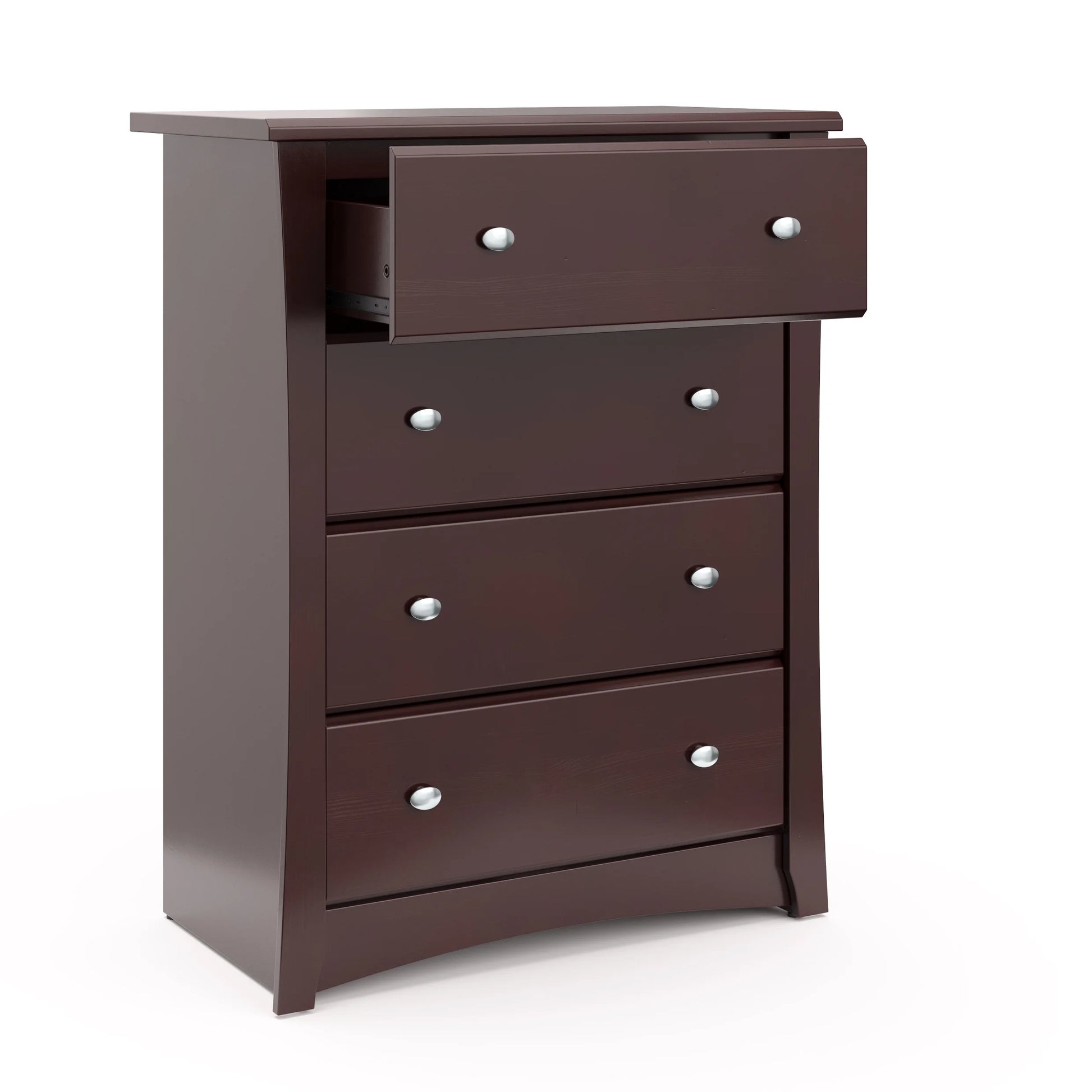 Storkcraft Crescent 4 Drawer Childrens Nursery Dresser, Espresso