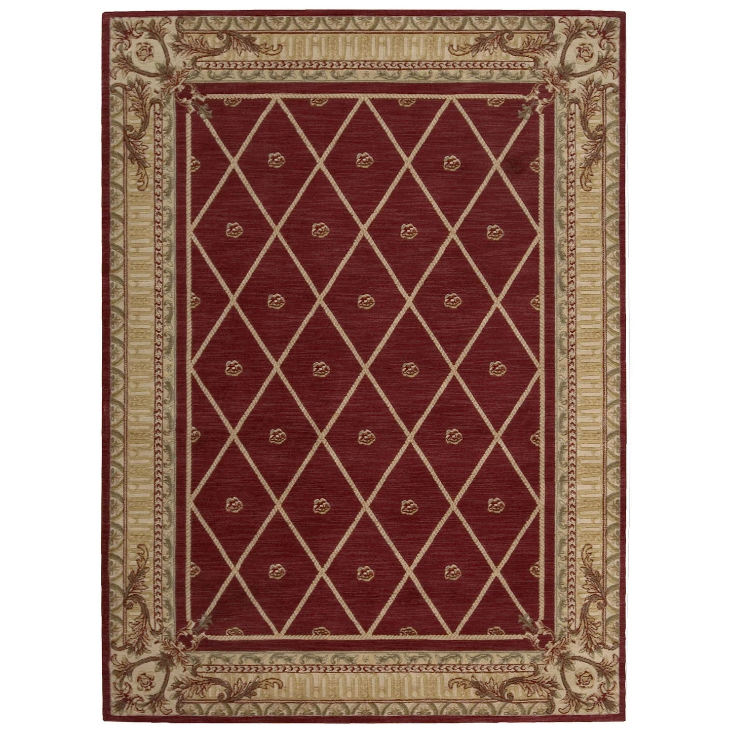 Nourison Ashton House Wool Area Rug Red 3'6" x 5'6" Latex Free Wool Border 6' Runner Runner, Indoor Living Room