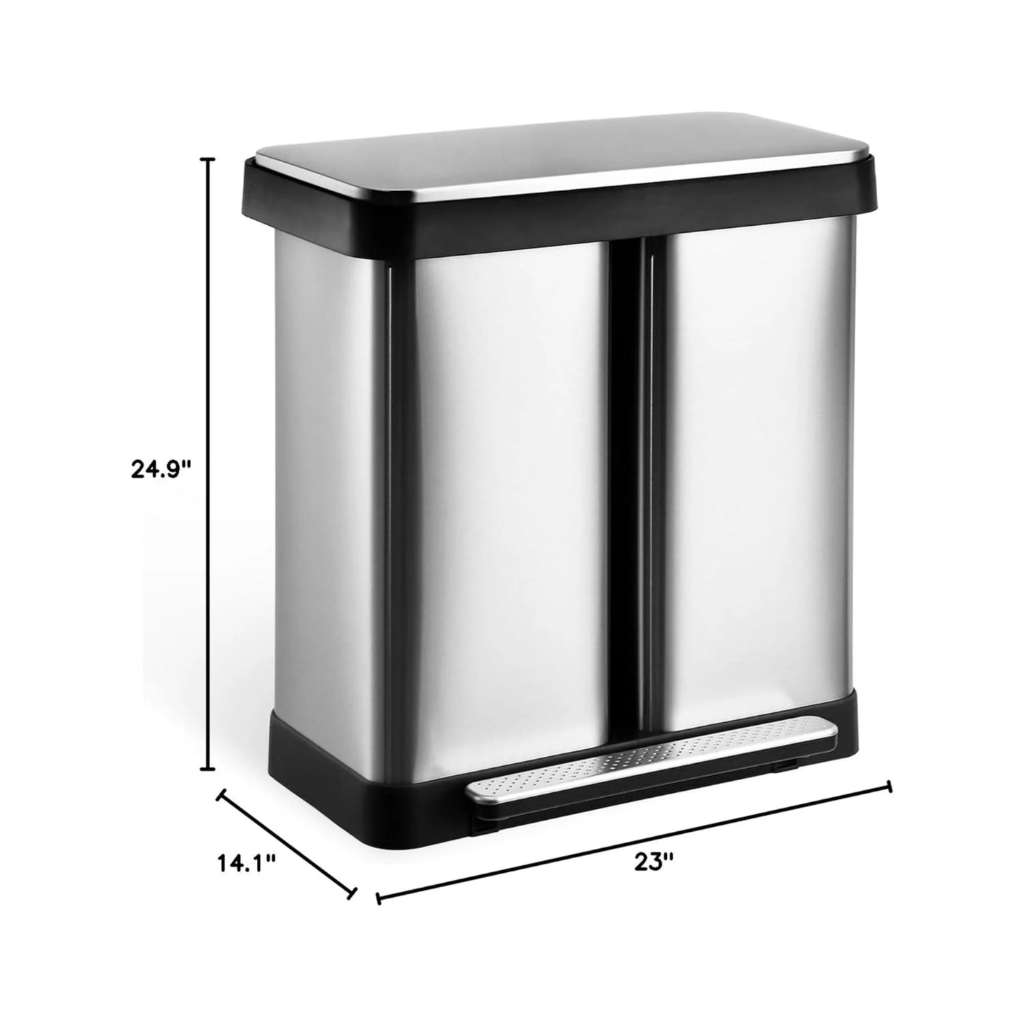Garvee 19 Gallon Dual Trash Can, Stainless Steel Kitchen Garbage Can, 36L+36L 2 Compartment Recycle Bin with Soft-Close Lid and Foot Pedal for Kitchen Home Office