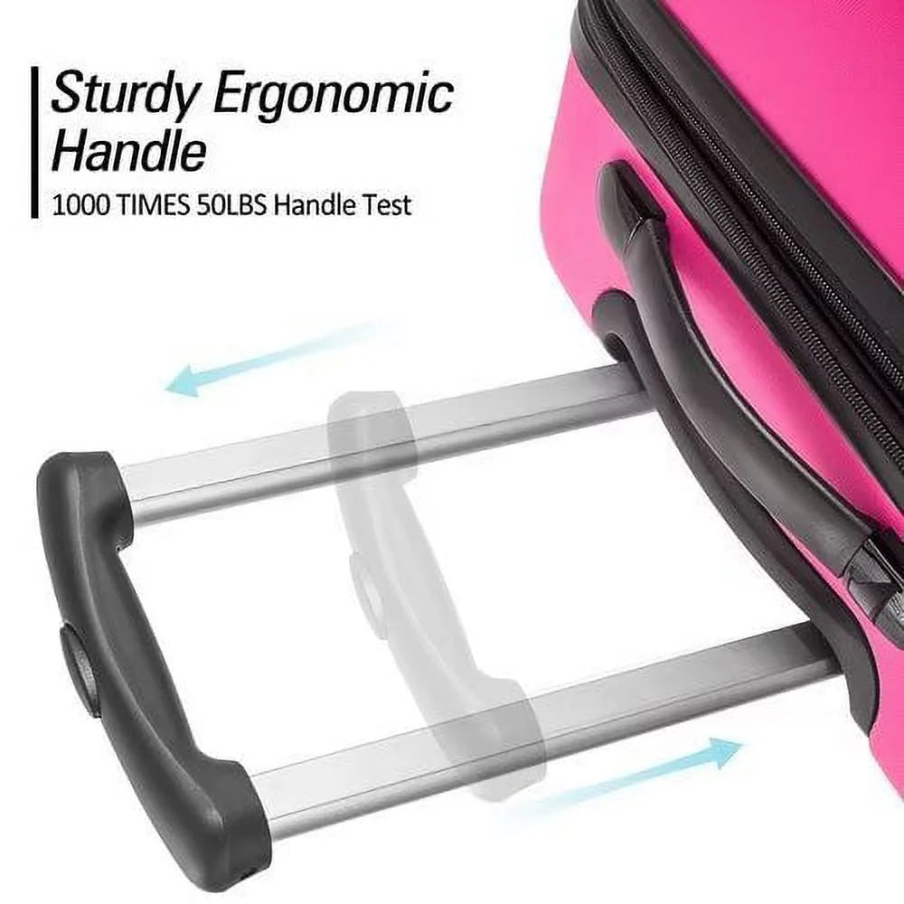 Expandable Suitcase Set of 3 with Double Spinner Wheels, Indestructible PP Material Hard Shell Luggage Sets TSA Lock, Carry on Expandable, Lightweight,20" 24' 28",Pink