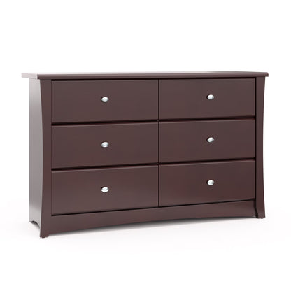 Storkcraft Crescent 6 Drawer Children's Nursery Double Dresser, White