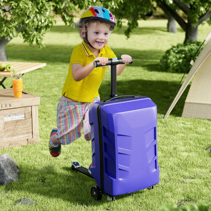 TABU Scooter Luggage for Kids & Adults, Carry on Luggage with Wheels for Kids Ages 6-15,Blue