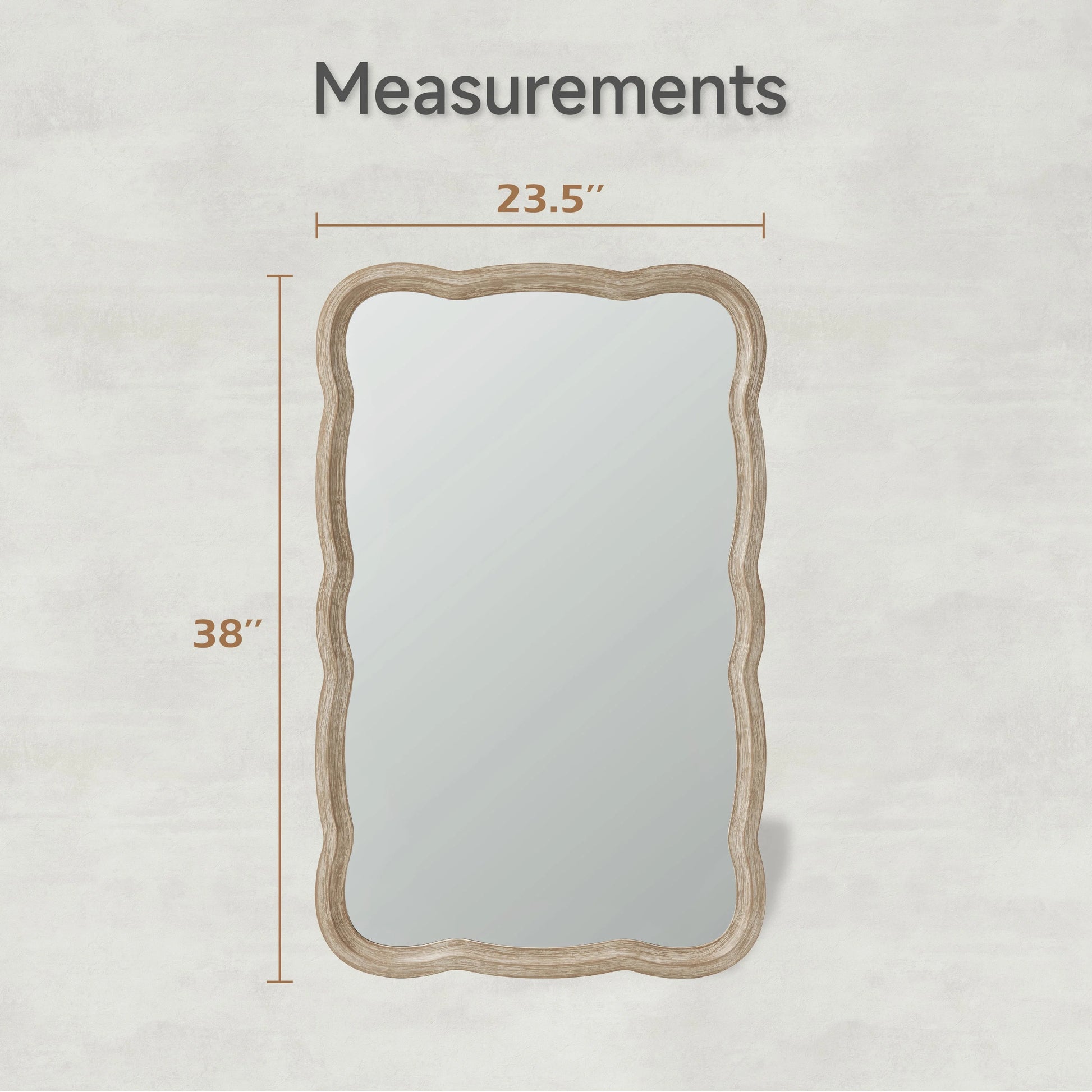 COZAYH Curved Wood Frame Accent Mirror, Farmhouse French Country Decorative Wall Mirror, Rectangle 23.5" L x 38" W, Natural