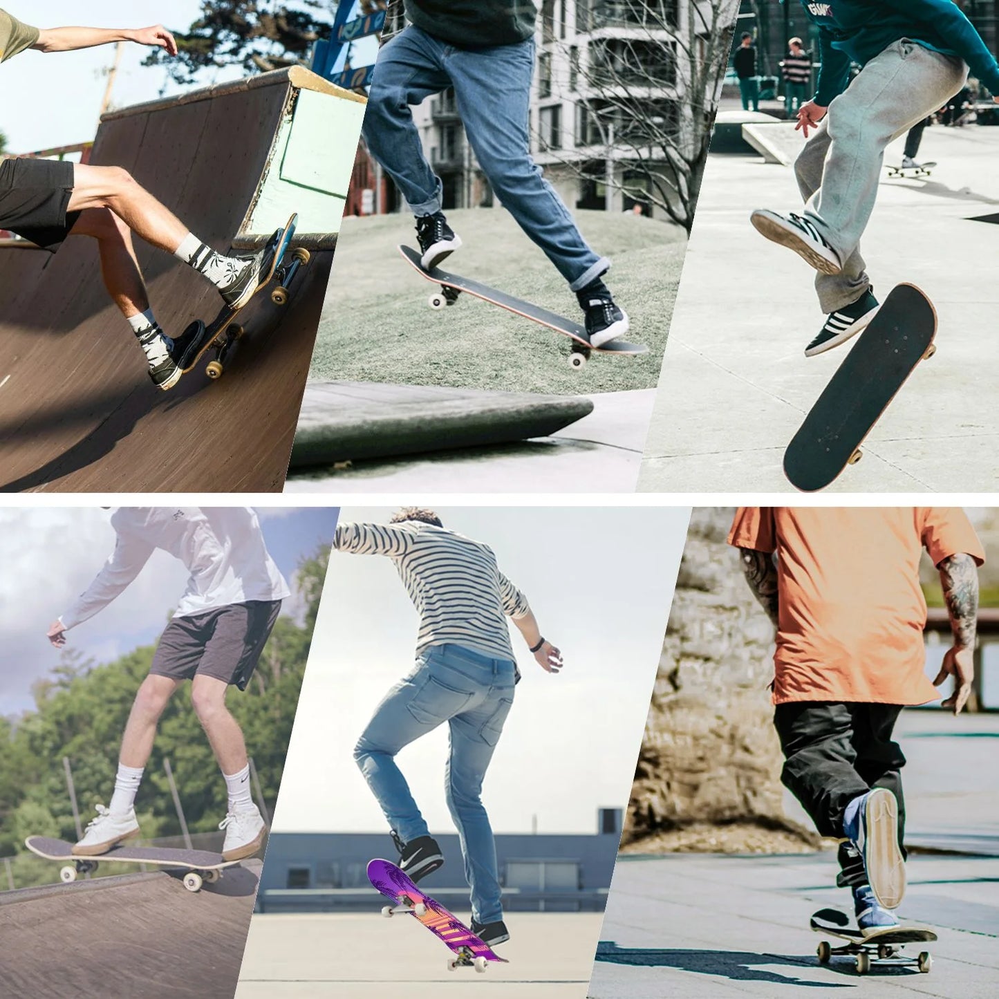 31'' Complete Skateboard for Kids 7 Layer Canadian Maple Double Kick Deck Skateboards sunset palm trees trendy purple design for congratulation Boys Skate Board for Girls Beginner Adult